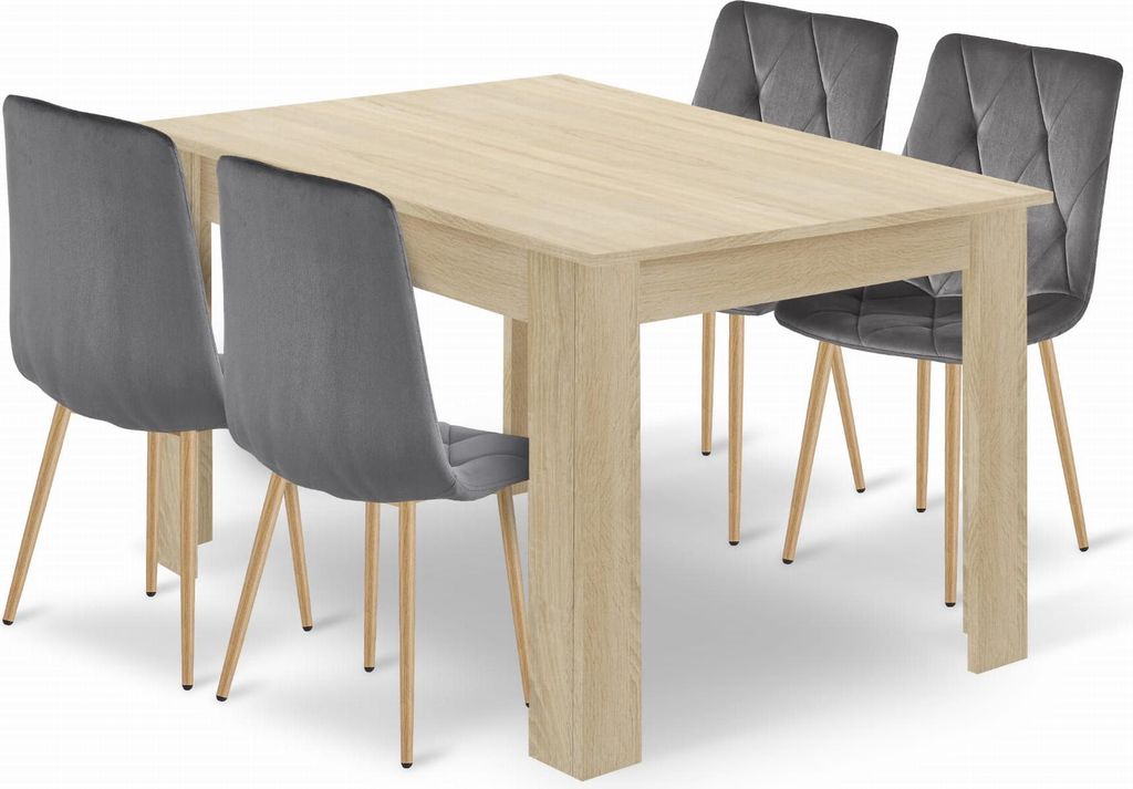 Eetset - Leobert - Libra - Eikenhout/Eikenhout Sonoma/Grijs Productafbeelding 