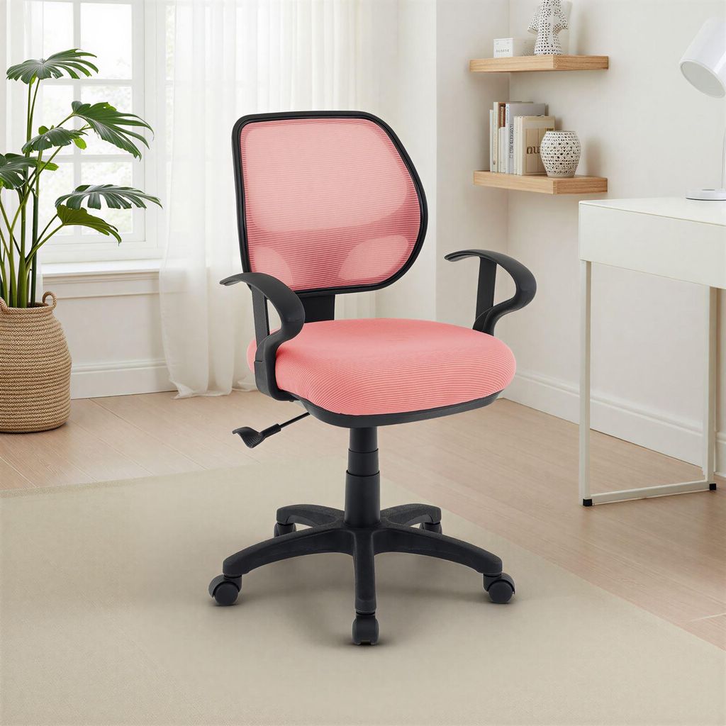 Schreibtischstuhl Kinder COOL-1, Rosa - ergonomischer Bürostuhl für Kinderzimmer, drehbar und höhenverstellbar mit Armlehnen und Wippmechanik in...