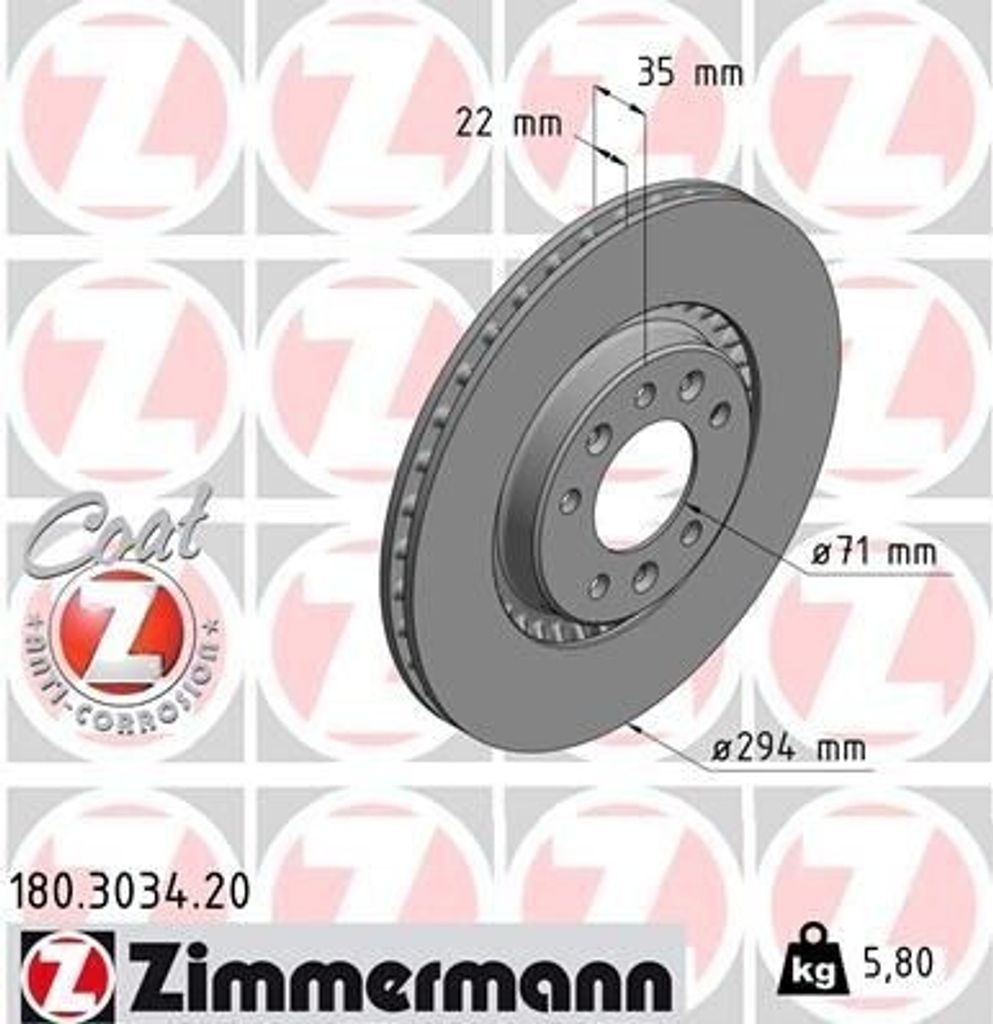 ZIMMERMANN 180.3034.20 - Bremsscheibe für Jumpy (V), Vivaro C (K0), Zafira Life, Expert (V), Traveller (V)