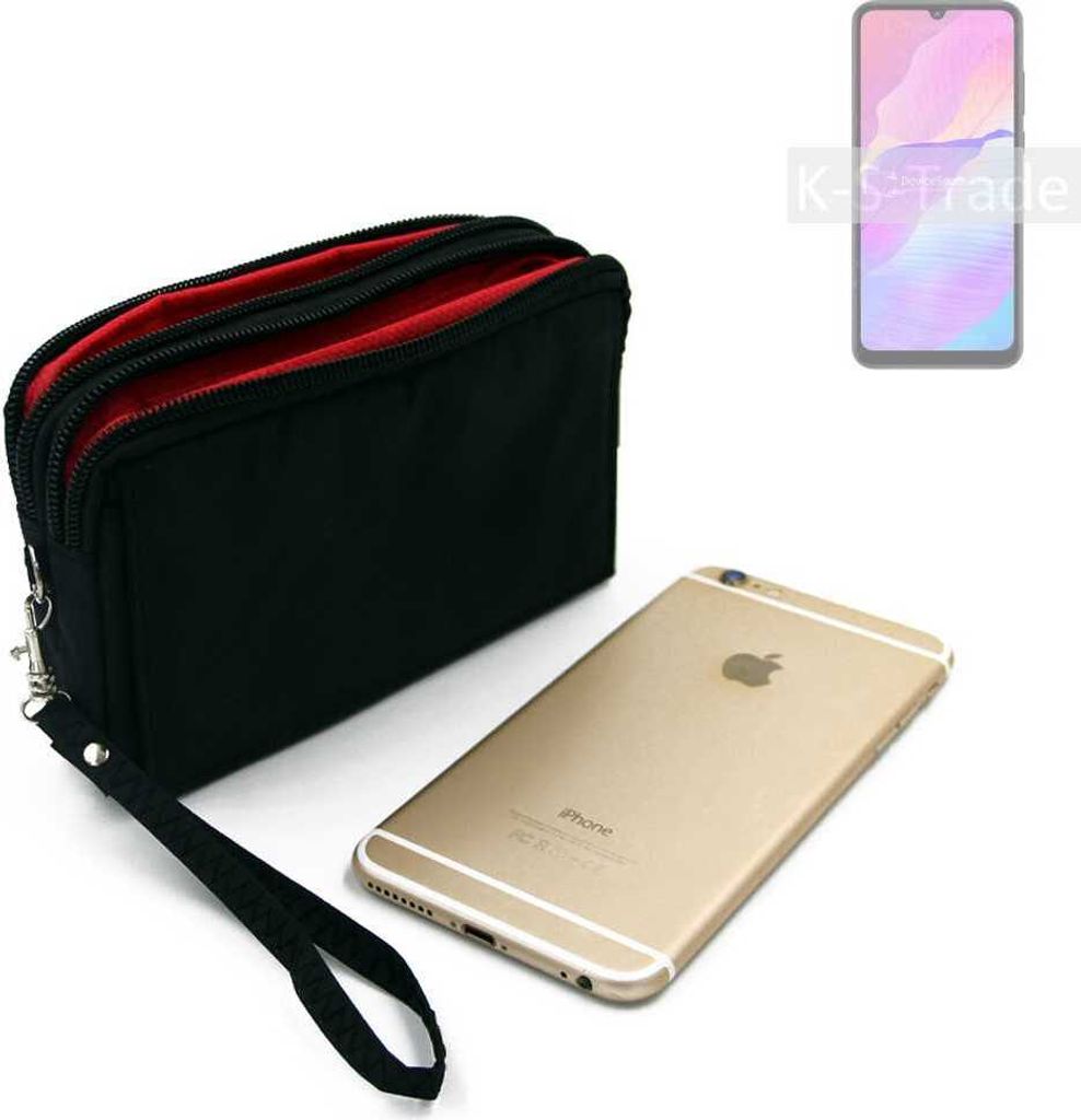 K-S-Trade Schutz Hülle Handy Hülle kompatibel mit Huawei Enjoy 20e Gürteltasche Travelbag Handytasche mit Zusatzfächern, schwarz