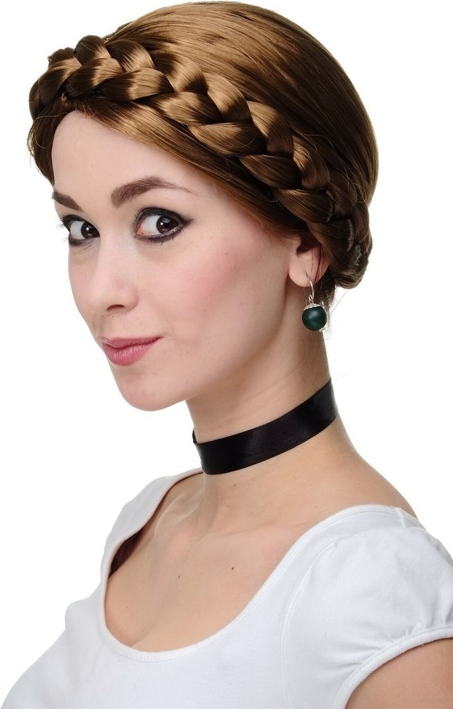WIG ME UP Perücke Tracht geflochtener Zopf Braun RJ010-P8 Produktbild 