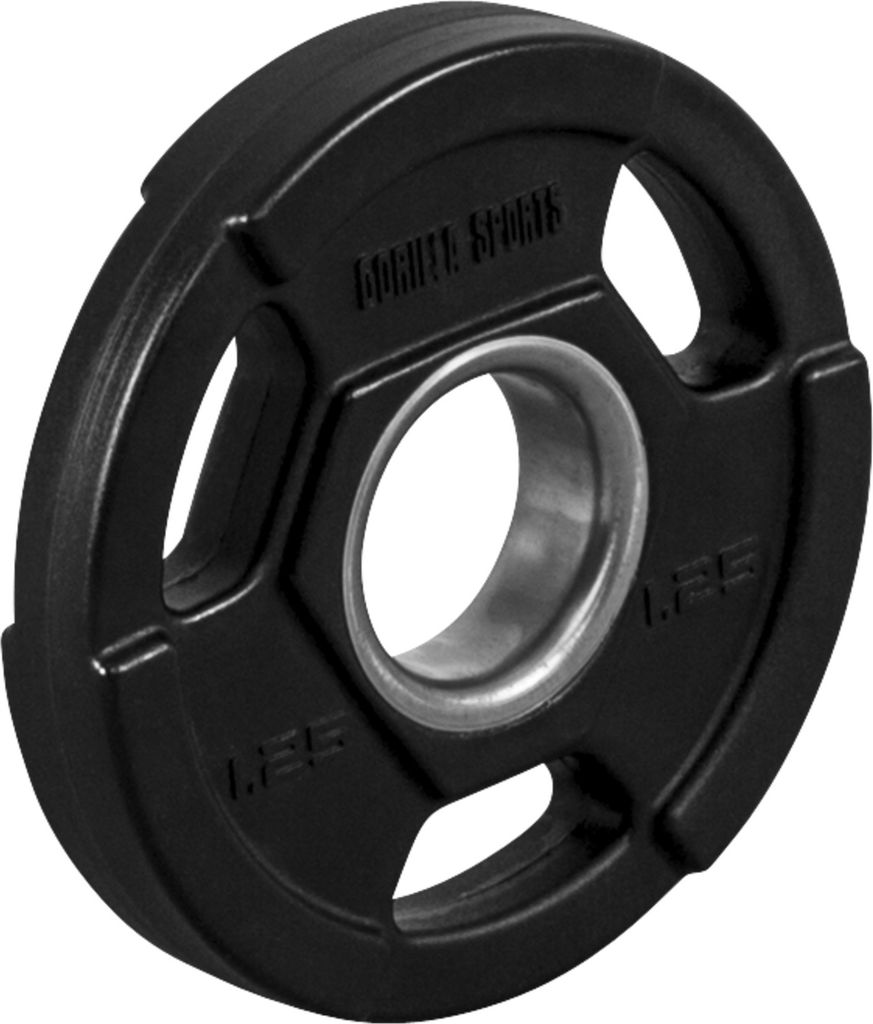 GORILLA SPORTS Olympia Hantelscheiben - 1,25kg Gewichte, Tri-Grip, 50mm Bohrung, aus Kunststoff, Schwarz - Gewichtscheiben, Olympiascheiben, Hanteln