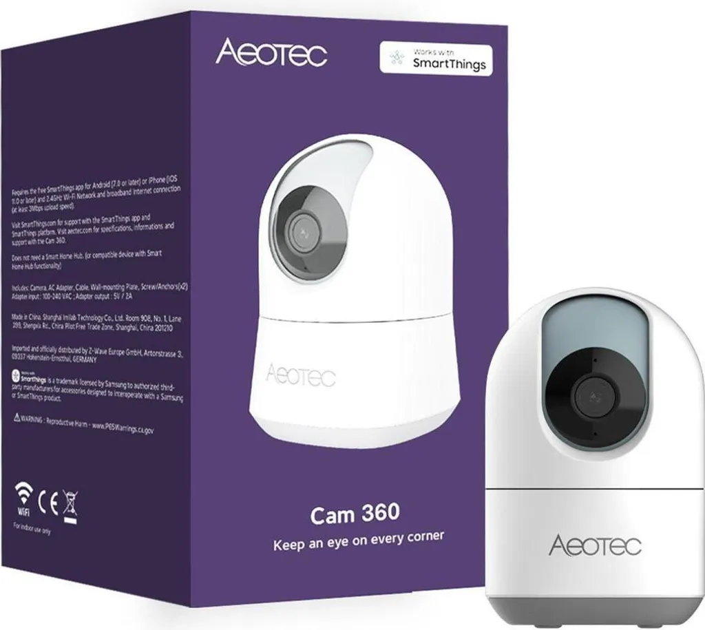 Caméra de surveillance 360 WiFi Aeotec Cam avec résolution FullHD 5 MP - 2