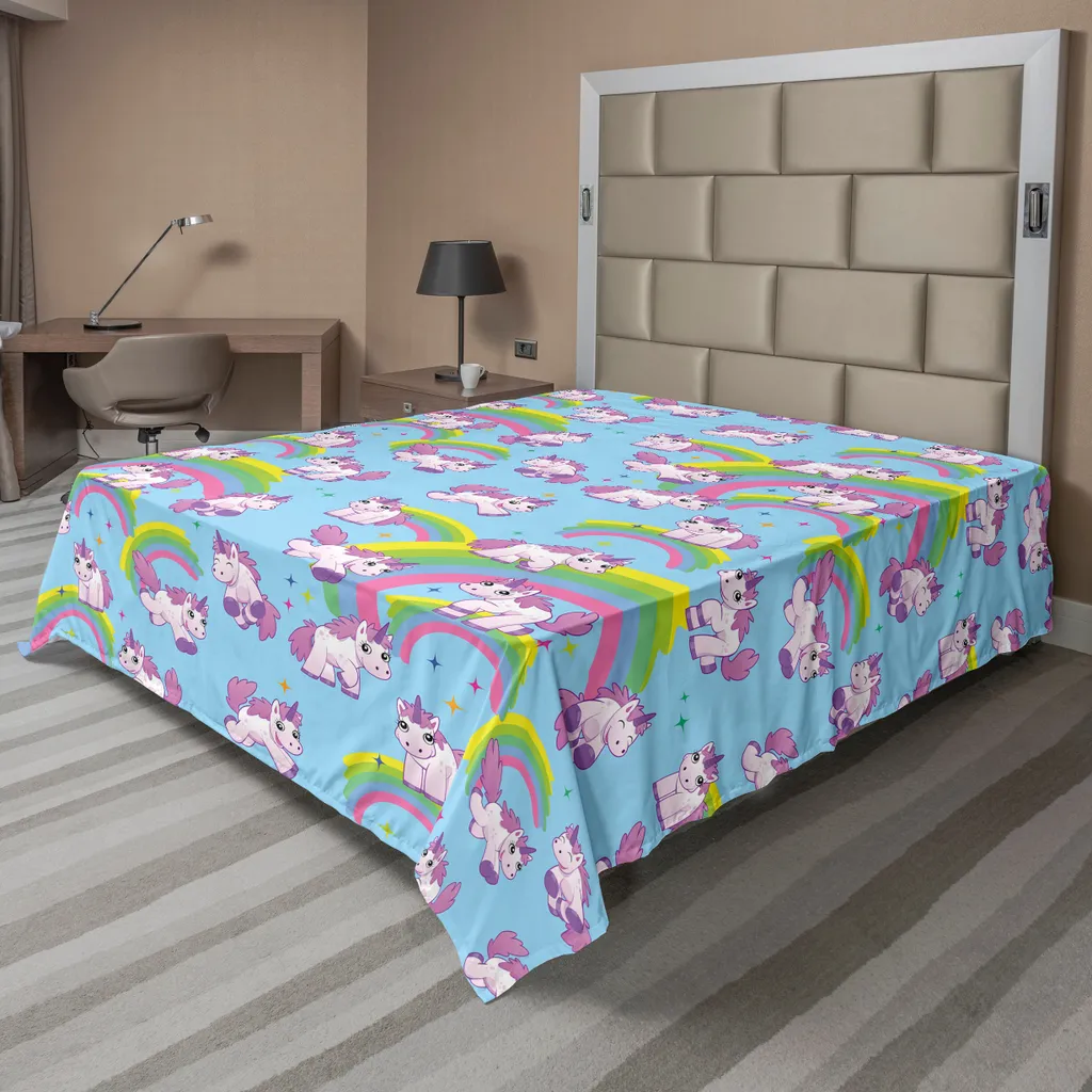 Linge de lit licorne pour chambre adulte et enfant 260x228 cm souple