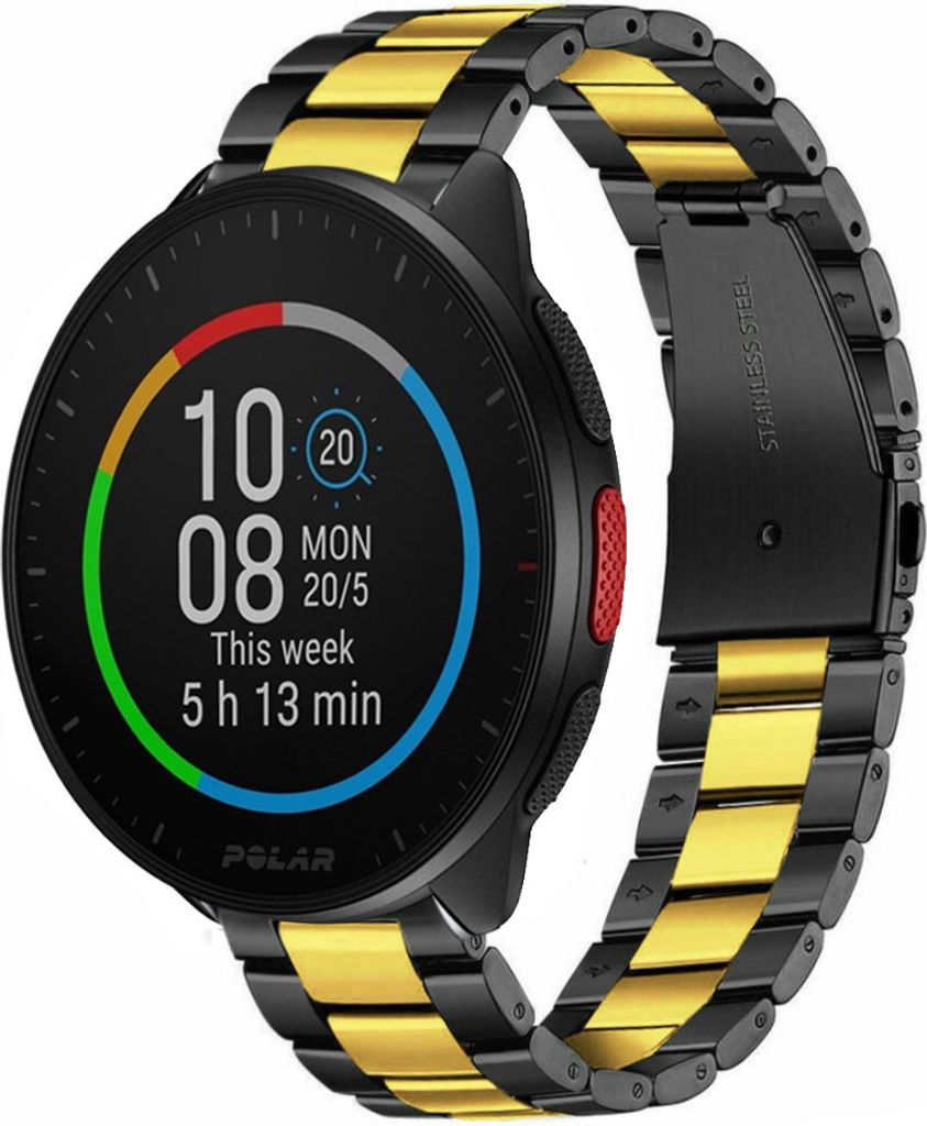 Strap-it Stahlarmband - Kompatibel mit Polar Pacer Armband Ersatzarmband Edelstahl Armband mit faltschließe Sportuhr zubehör für smartwatch 20mm...