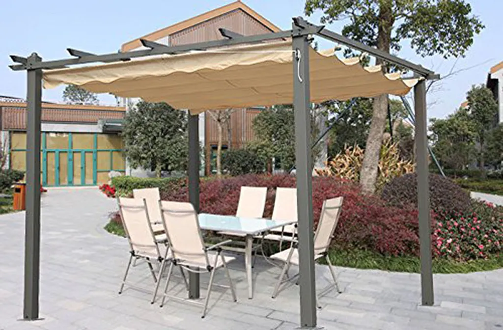 Pavillon de Terrasse 3x3m Blanc Aluminium et Polyester Haute Qualité