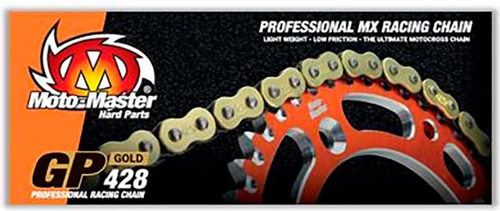 Chaîne de moto tout-terrain Moto-Master 428 MX GP orange renforcée