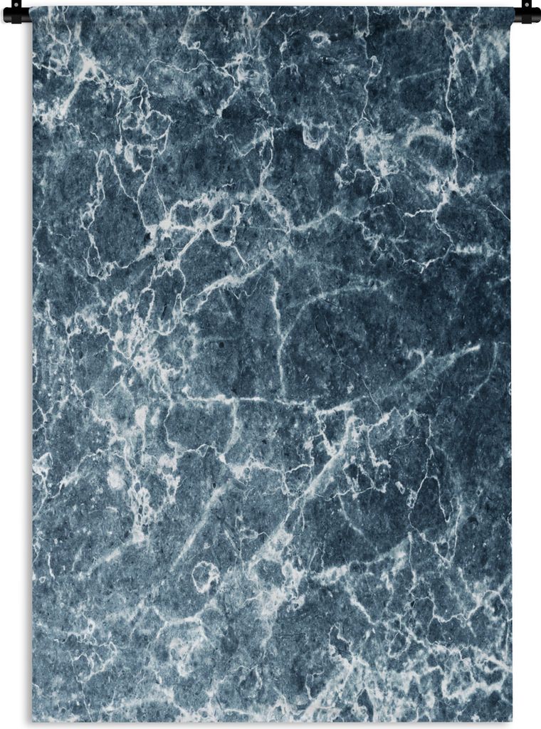 MuchoWow Wandteppich Wandbehang Marmor - Linie - Blau 90x135 cm Tapisserie Dekoration Wandtuch - Baumwolle - Wandskulptur