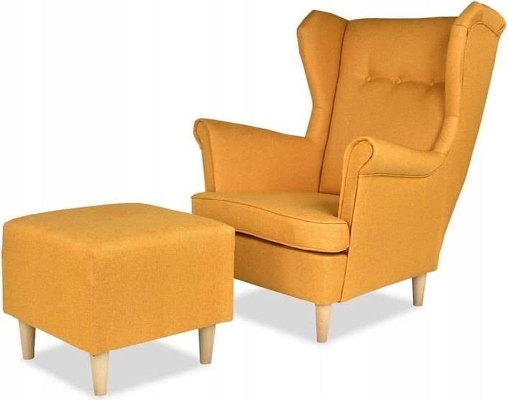 Family Meble Ohrensessel mit Hocker Ari Relaxsessel Skandinavisch Loungesessel Fernsehsessel Für Wohnzimmer Esszimmer Schlafzimmer Büro (TW 1180)