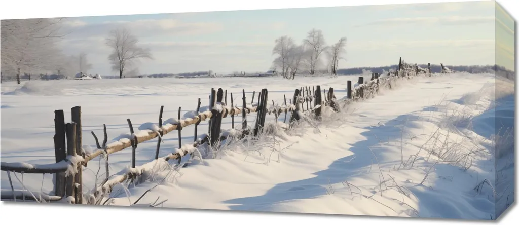 Quadro su Tela 70x30 cm Inverno | Stampa HD Terra Innevata Resistente