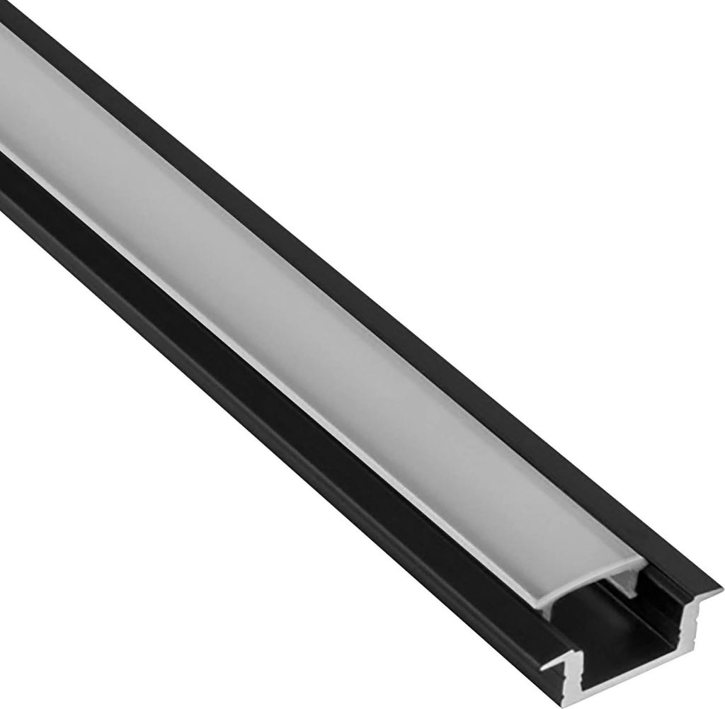 A25 LED Aluprofil Einbauprofil Schwarz 1m Abdeckung opal
