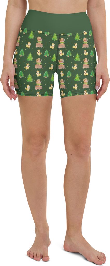 Mr. & Mrs. Panda Yoga Shorts Waldtiere Aloha Größe XS - Grün - Geschenk, Sportbekleidung, Igel, Tanzen, Lustige Sprüche, Sporthose, Wald, Musik...