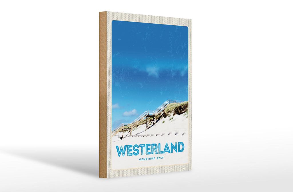 Holzschild Reise 20x30cm Westerland Gemeine Sylt Strand