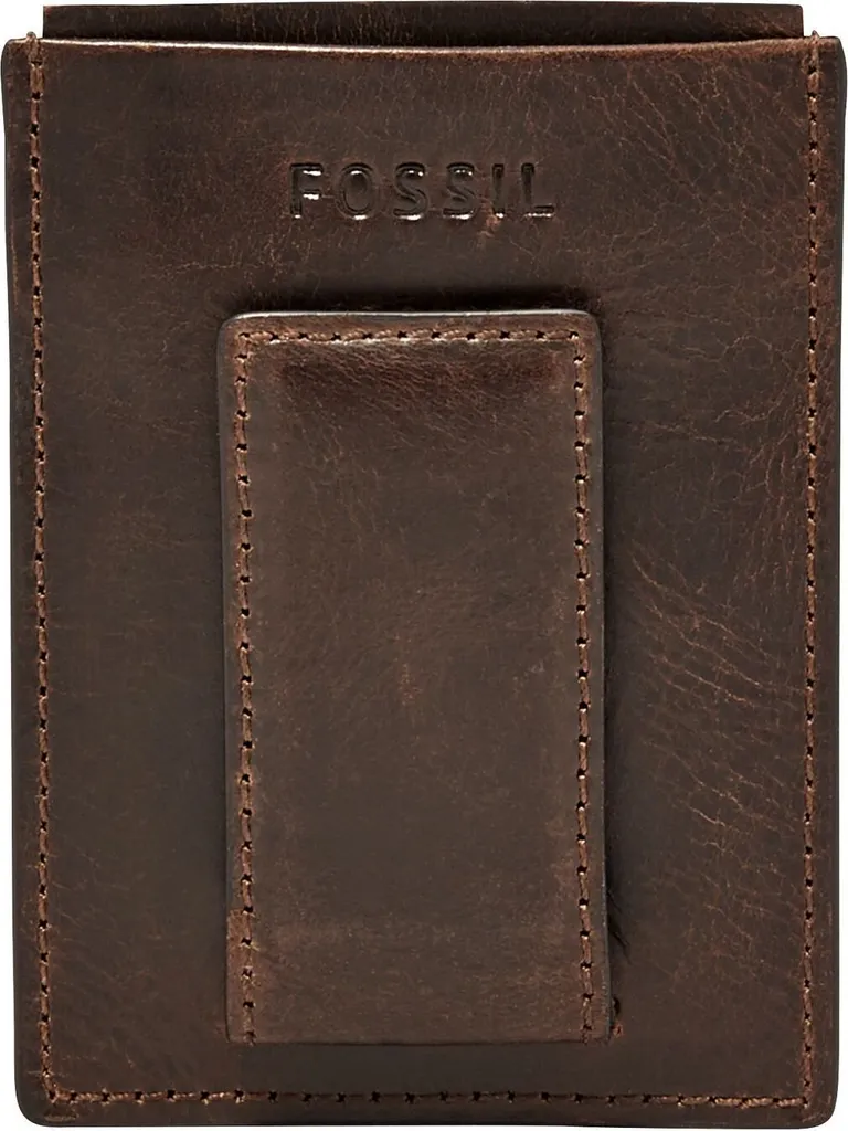 Fossil Derrick Card Case Pelle Marrone Scuro - Portafoglio da Viaggio