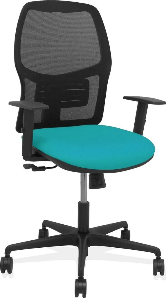 Chaise Alfera Sincro Anti Mal de Dos Mesh Noir et Assise Confort Bali Turquoise