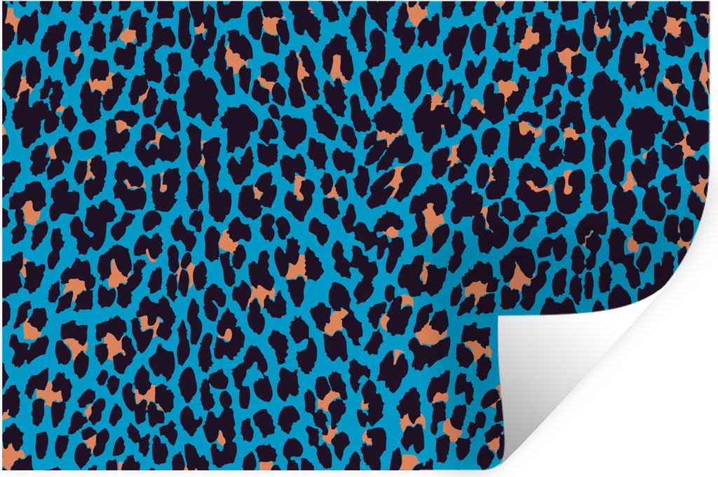 MuchoWow Wandtattoo Wandsticker Wandaufkleber Leopardenmuster - Design - Blau 30x20 cm Selbstklebend und Repositionierbar - Wierderverwendbar - S...