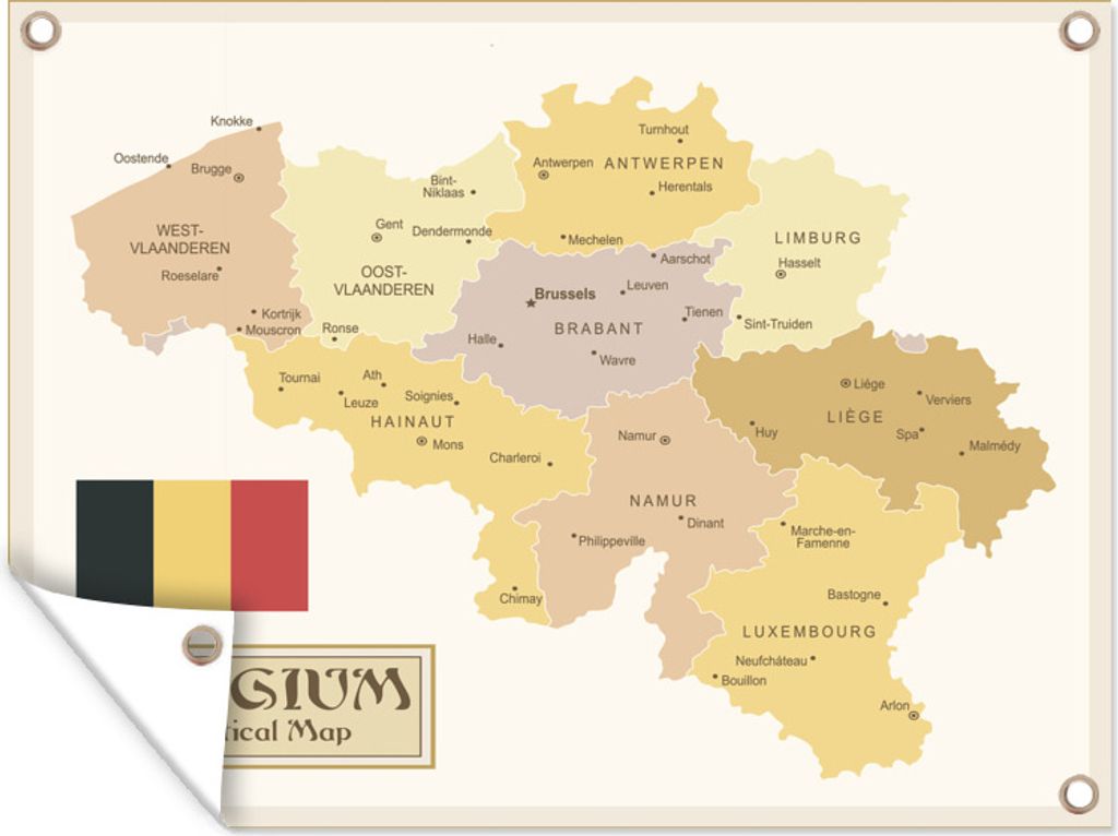 MuchoWow 80x60 cm Outdoor-Poster Gartendeko Sichtschutz Garten Poster für den Garten Eine antike Illustration von Belgien