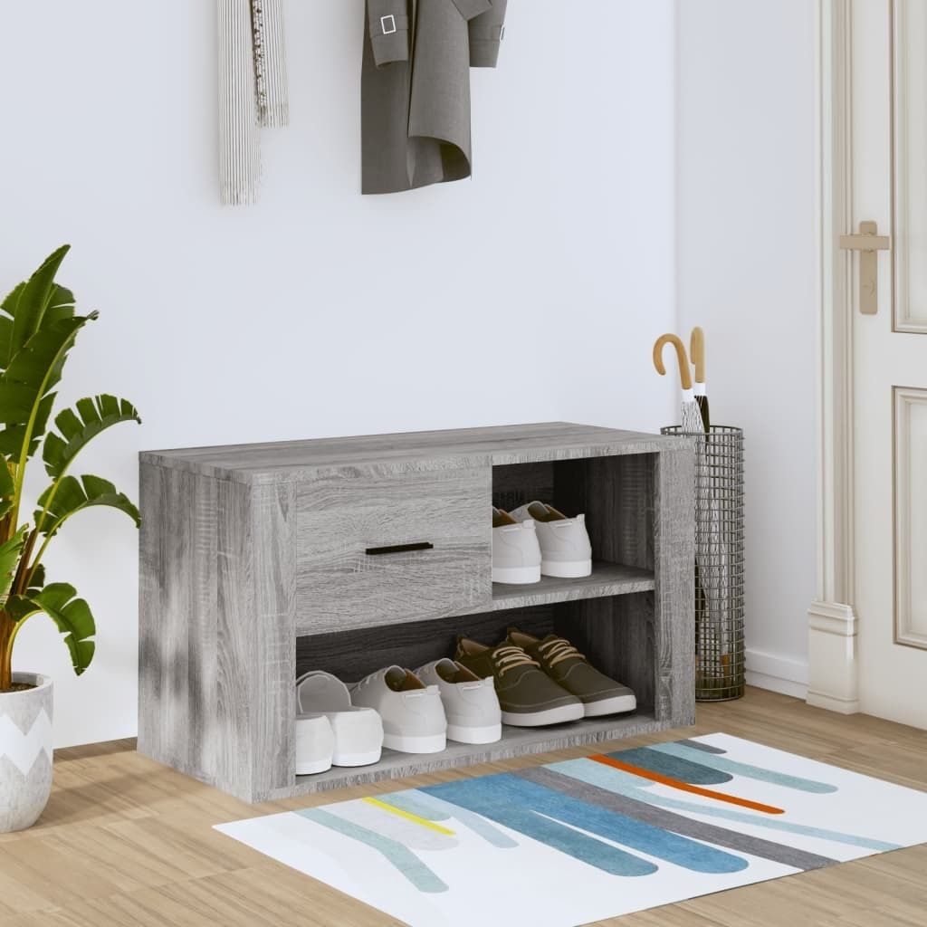 The Living Store Schuhschrank Grau Sonoma 80x35x45 cm Holzwerkstoff