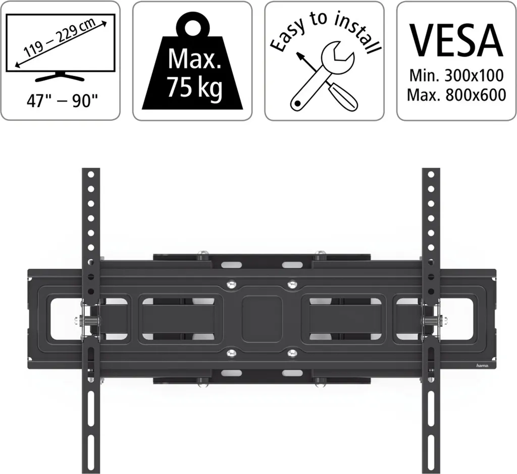 Support mural orientable 90 pouces max 75Kg VESA 800x600 2B