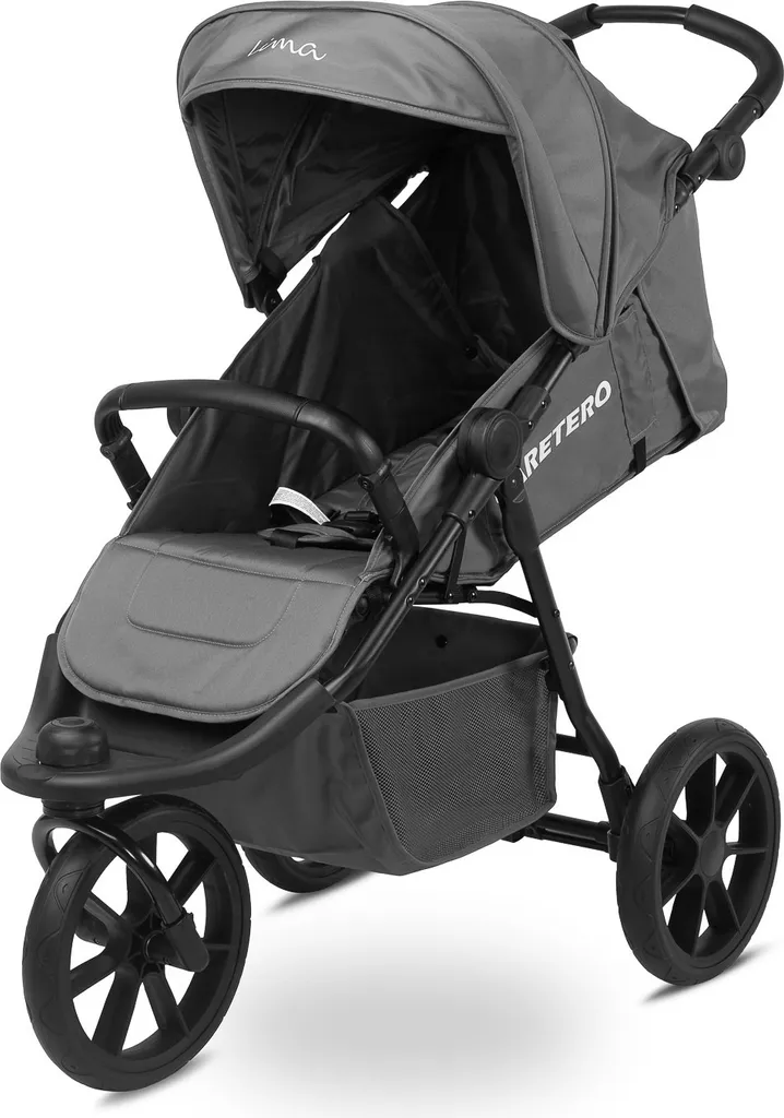 Poussette compacte CARETERO LIMA graphite avec dossier réglable et panier