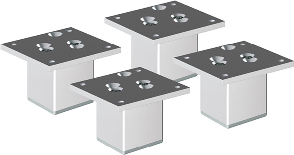 4er Set sossai Aluminium Möbelfüße 80mm in eloxiertem Design Schrankfüße Sockelfüße