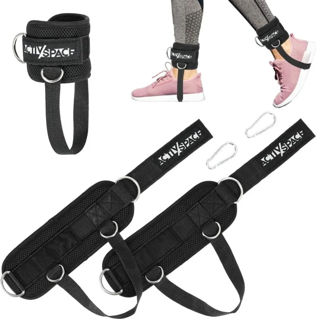 Sangles de cheville de fitness et poignées d'exercice noir pour tirage corde