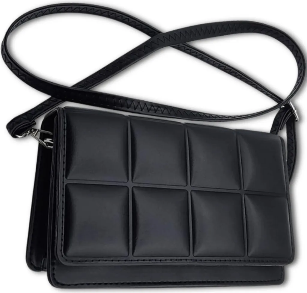 Elegante Borsa Media per Ufficio e Sera - Pelle Trapuntata Bianco Nero