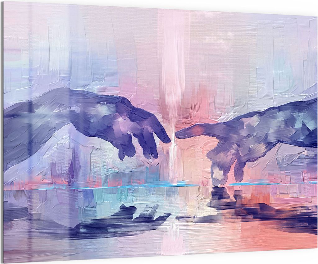 DEQORI Magnettafel Glas 120x90 cm 'Abstrakte, berühmte Hände' beschreibbar Whiteboard