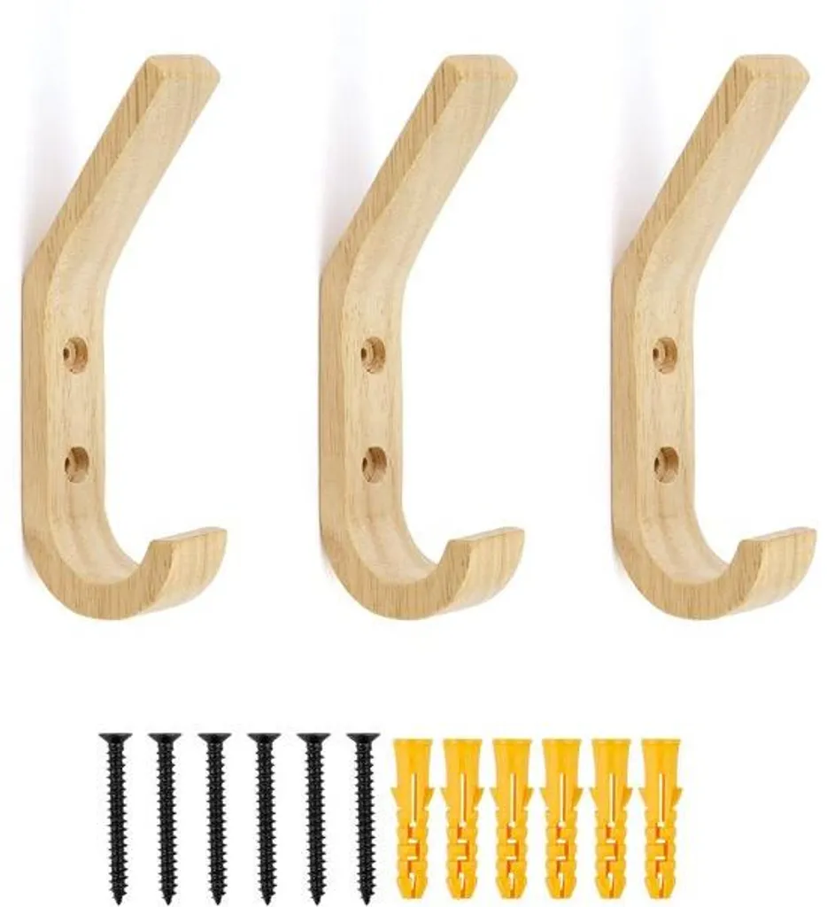 Lot de 3 crochets en bois muraux style vintage pour chambre et salon
