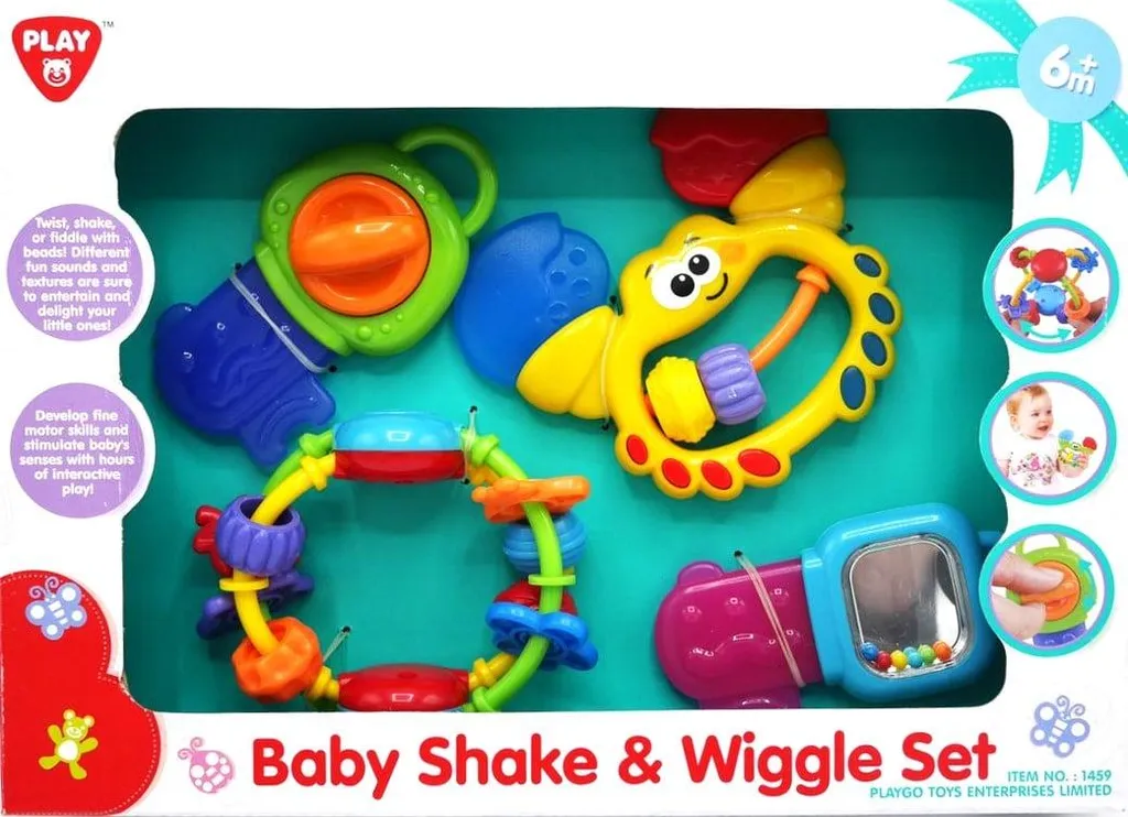 Jouets d'éveil sonores Playgo Baby Shake - 4 pièces mobiles et ludiques