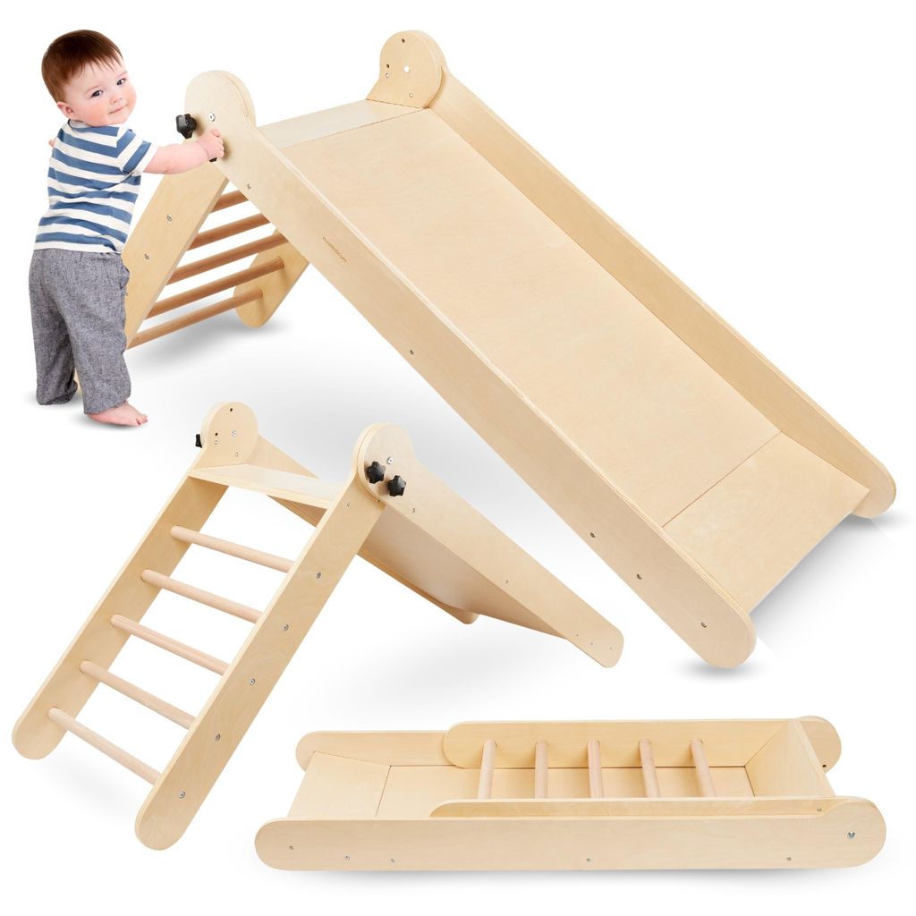 Toboggan en bois pour enfants avec échelle - Pliable et sûr Image du produit 