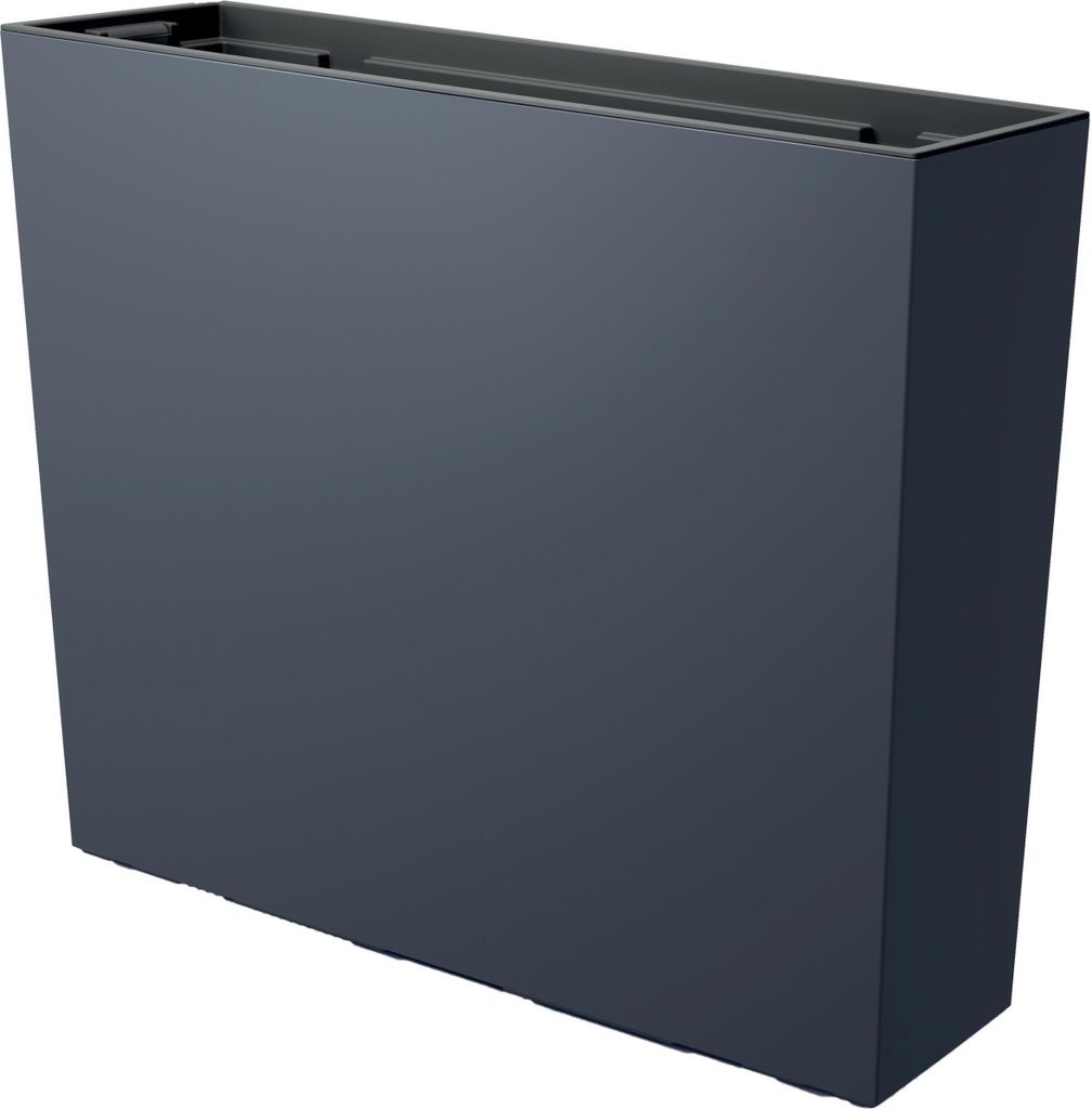 A dark grey rectangular planter box.