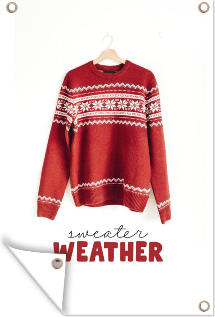 MuchoWow 60x90 cm Outdoor-Poster Gartendeko Sichtschutz Garten Poster für den Garten Winter - Pullover - Weihnachten