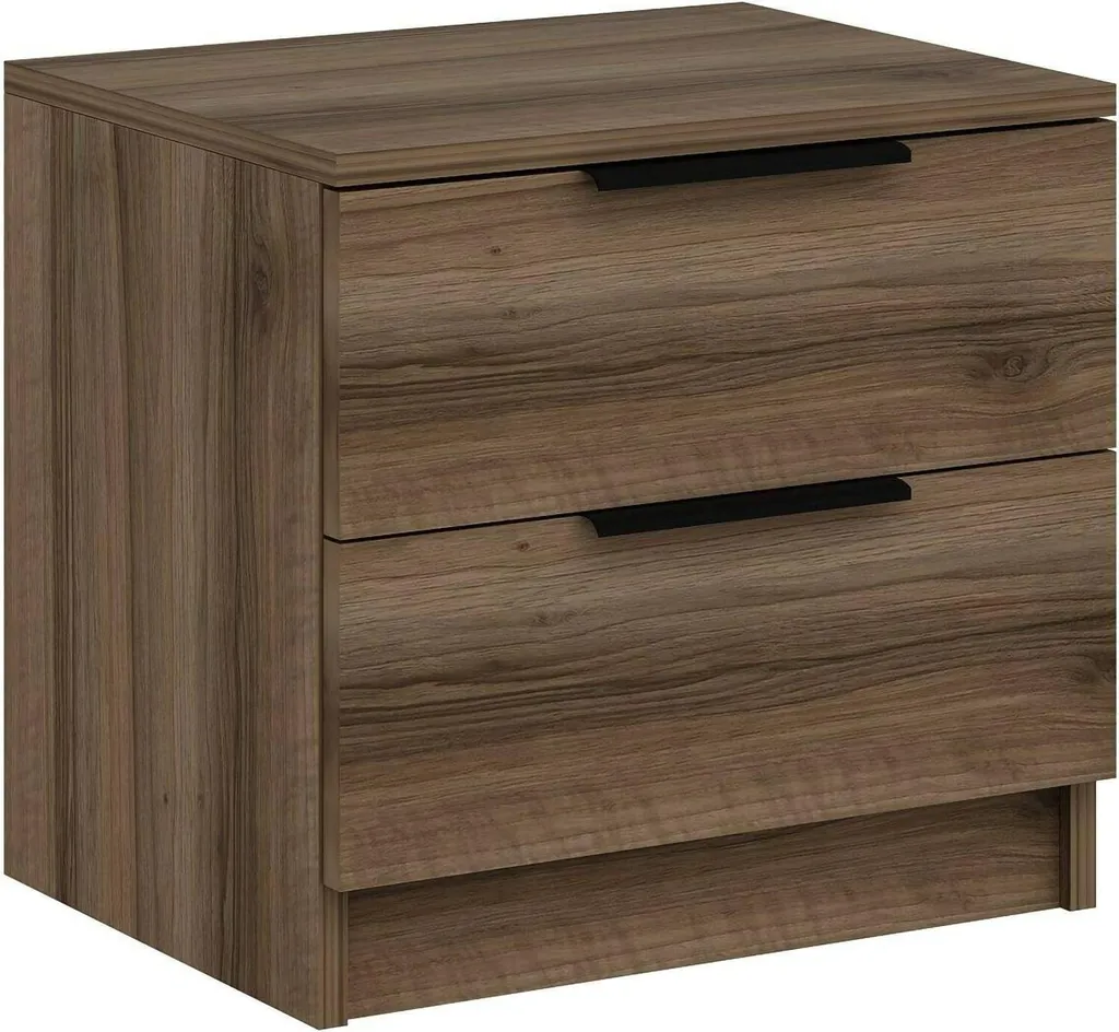 Table de nuit Iune en noyer brun avec double tiroir de rangement chic