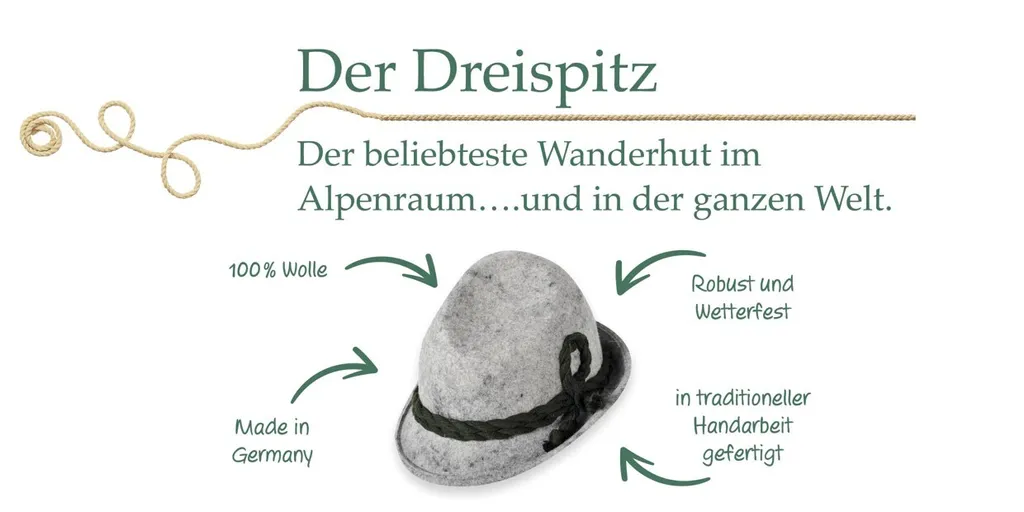 Cappello a punta in feltro di lana tradizionale di Hut-Breiter - 5