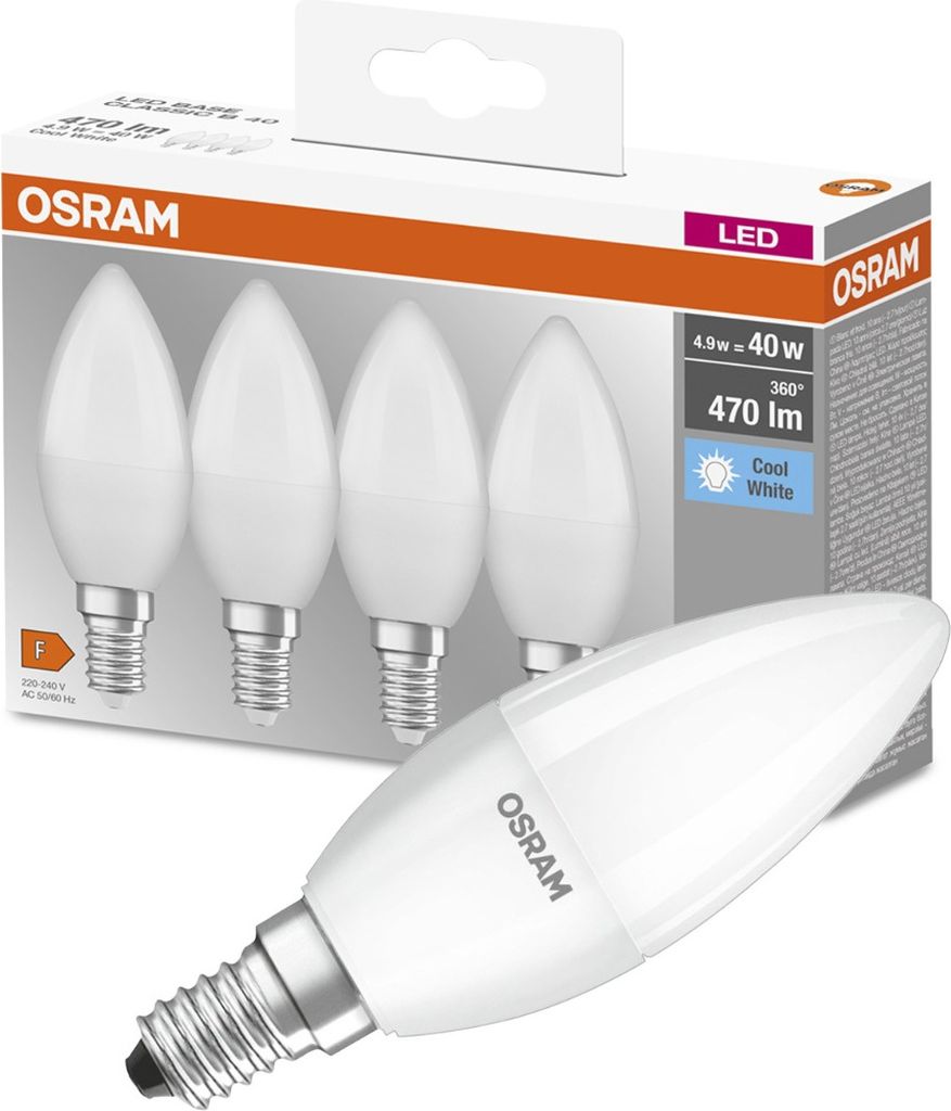 4er-Pack OSRAM Base E14 LED Kerze 5,5W 470Lm = 40W Produktbild 