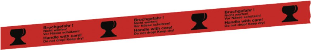 Aufkleber Packband Bruchgefahr! Nicht werfen!, Folie, 50 mm x 66 m