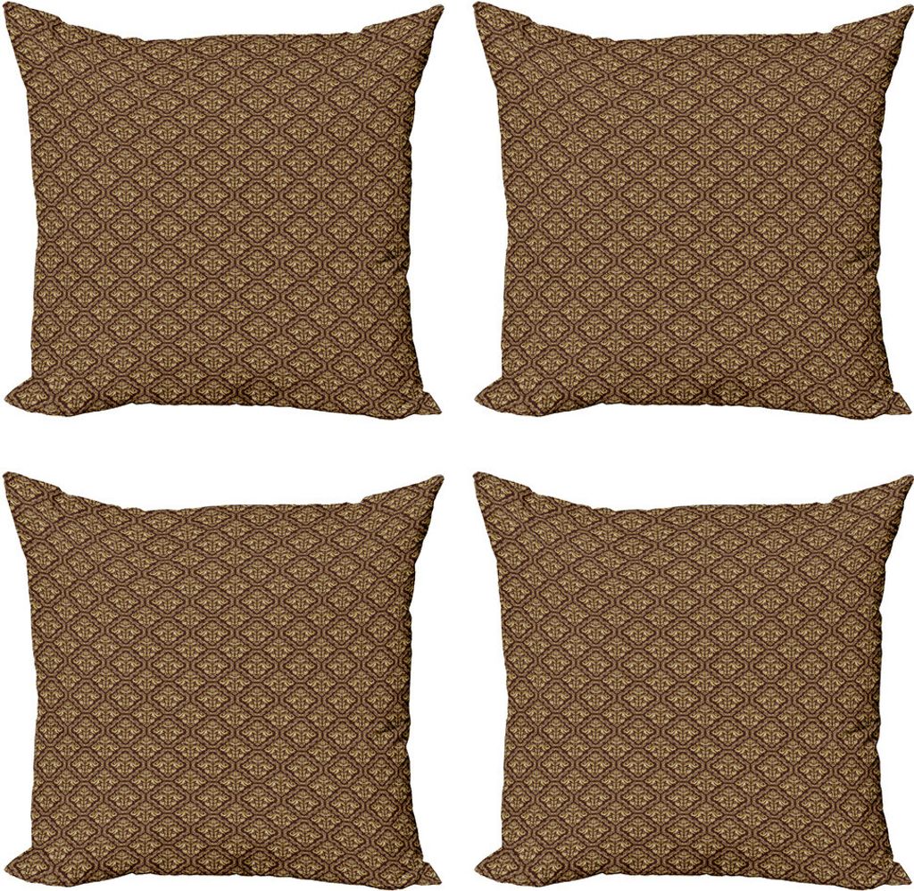 ABAKUHAUS Gelbes Damast Kissenbezug Set (4 Stück), Barock, Moderner Doppelseitiger Digitaldruck, 40 cm x 40 cm, Erde Gelb Blassgelb