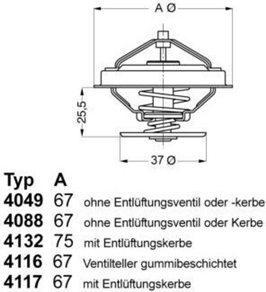 WAHLER Thermostat Kühlmittel 87°C