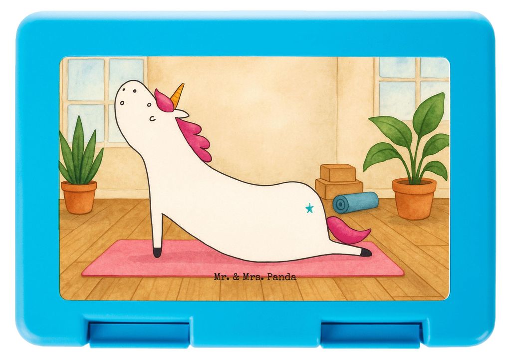 Mr. & Mrs. Panda Bentobox Einhorn Yoga Design - Weiß - Geschenk, Snackbox, Einhörner, Lunchbox, Bento Box, Sport, Lustig, Achtsamkeit, Entspannun...