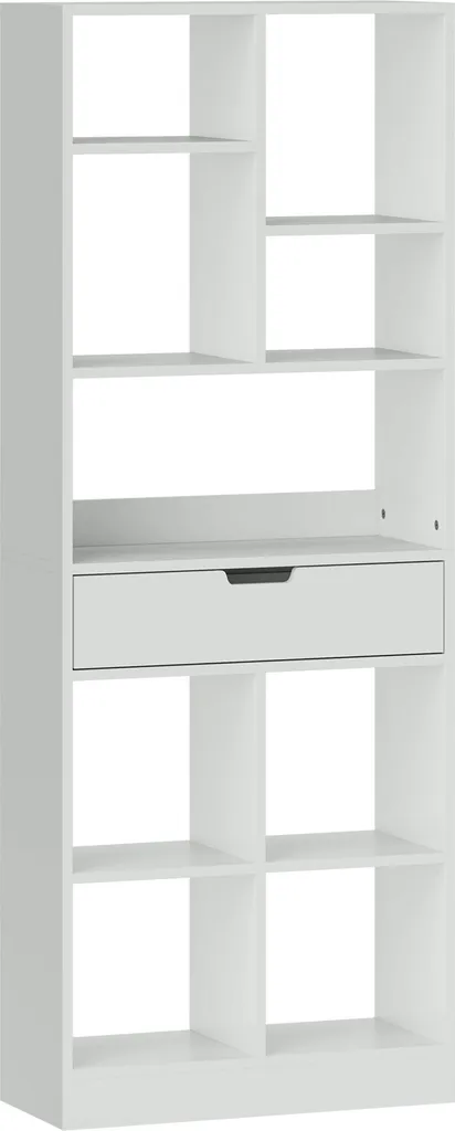 Meuble de Rangement Bibliothèque Gain de Place pour Salon et Bureau Blanc