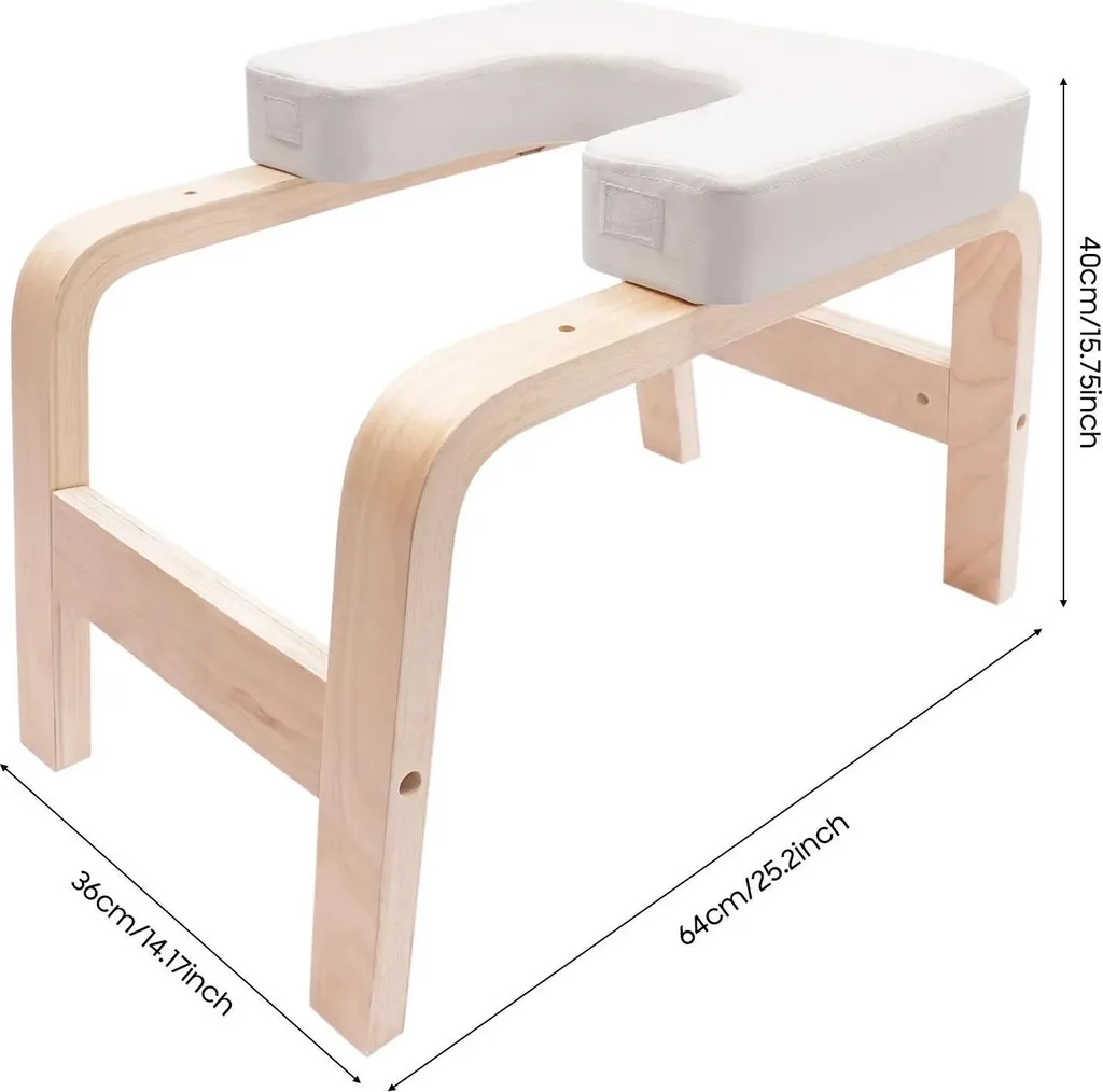 Sedia da yoga - Sgabello per posizione sulla testa - Struttura a forma di H - Portata 200 kg - Blocco yoga rimovibile - Morbido cuscino in schiuma - Per casa e palestra - Bianco