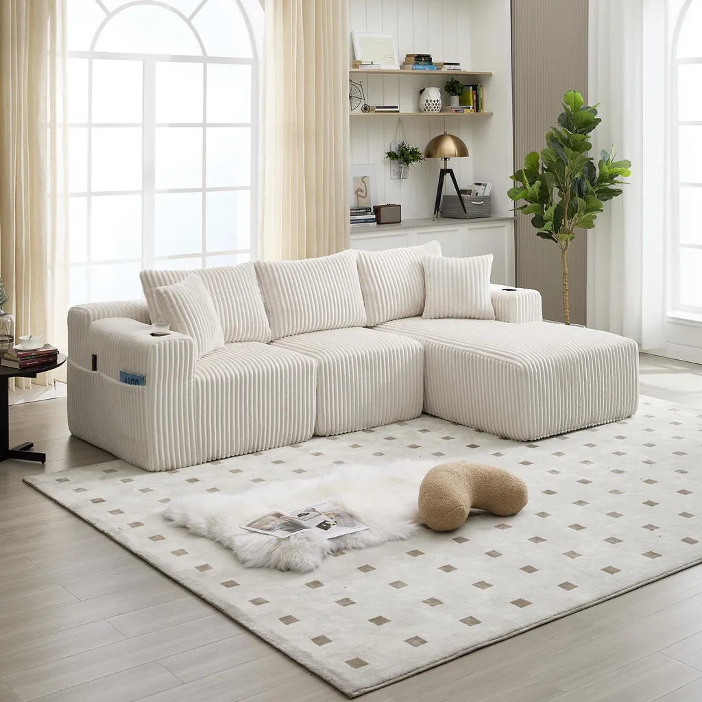 Optimisez votre salon avec ce canapé d’angle modulable et rangements - 3