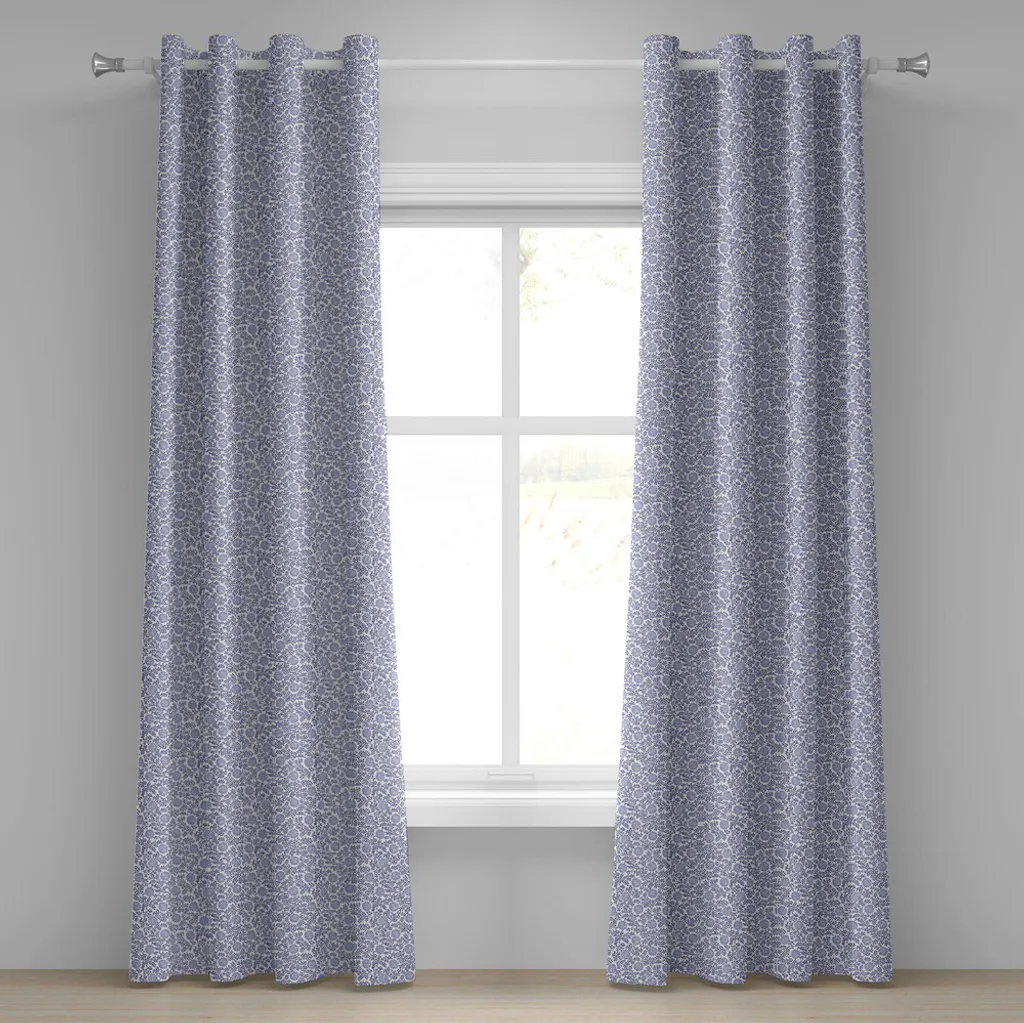 Tende Decorative ABAKUHAUS Stile Orientale 280x225cm Blu e Malva