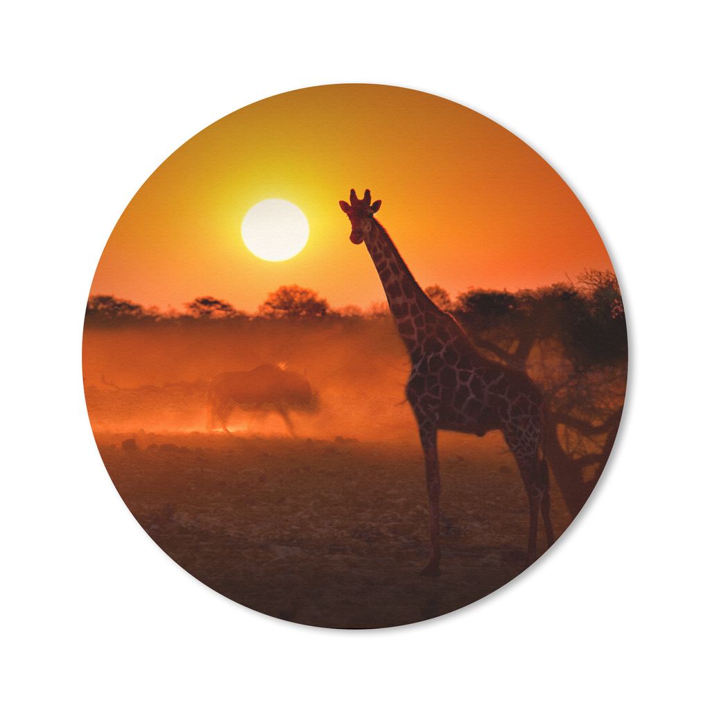 MuchoWow Mauspad Mousepad Giraffe - Sonne - Savanne 40x40 cm - Mousepads - Maus Mat - Pad - Mausunterlage - Schreibtisch Accessoires