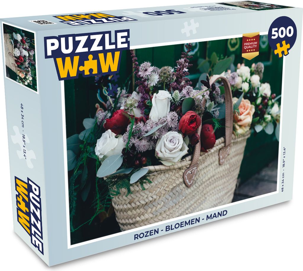 MuchoWow Puzzle 500 Teile Rosen - Blumen - Korb - 500 Teile - Kinder - Selberbauen - Puzzlespiele