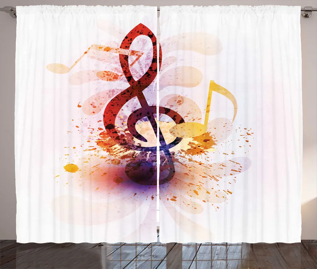 Rideau facile à poser 280x225 cm motifs musique pour déco unique