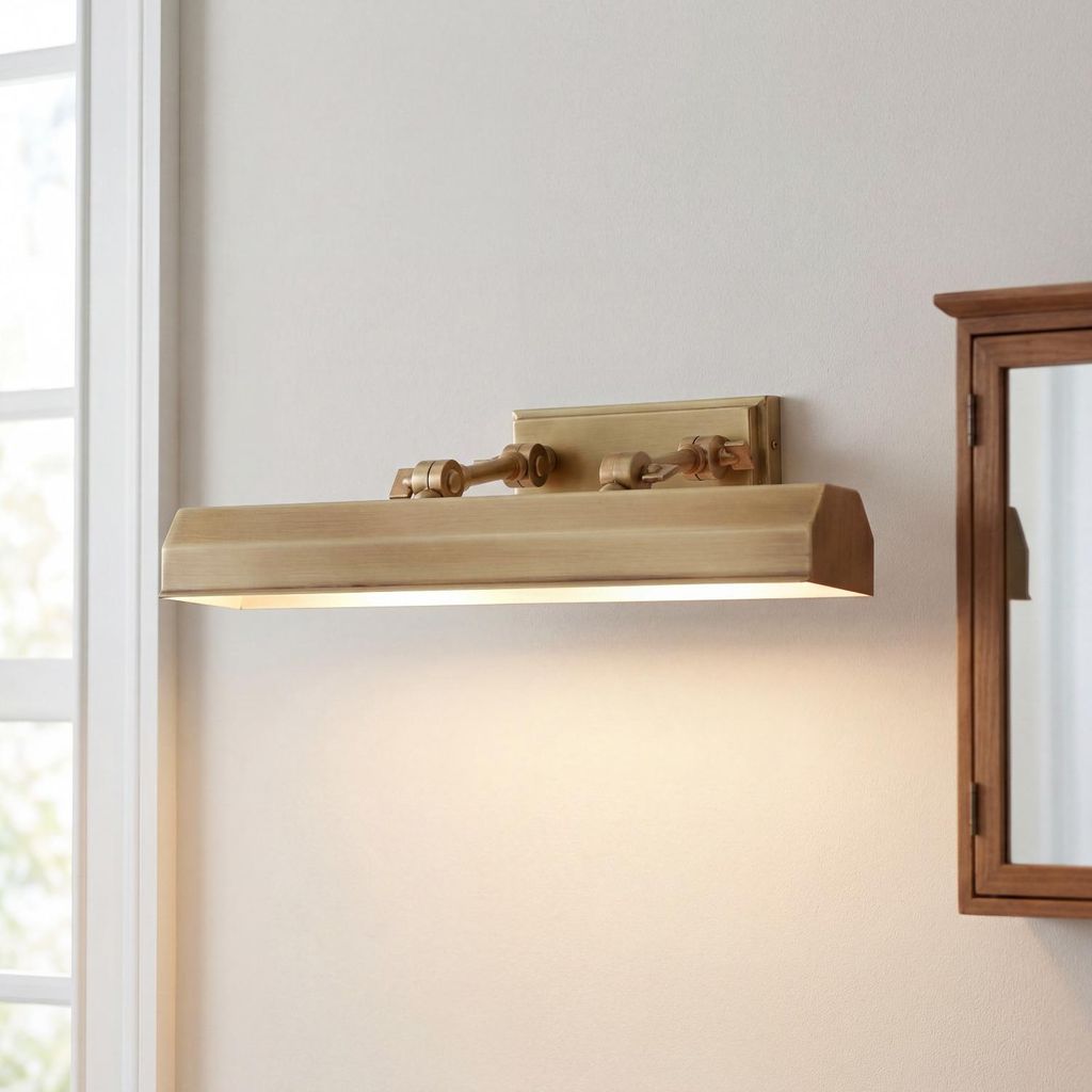 Bilderleuchte Messing Antik B:40 cm schwenkbar 2x E14 Metall Bilderlampe verstellbar