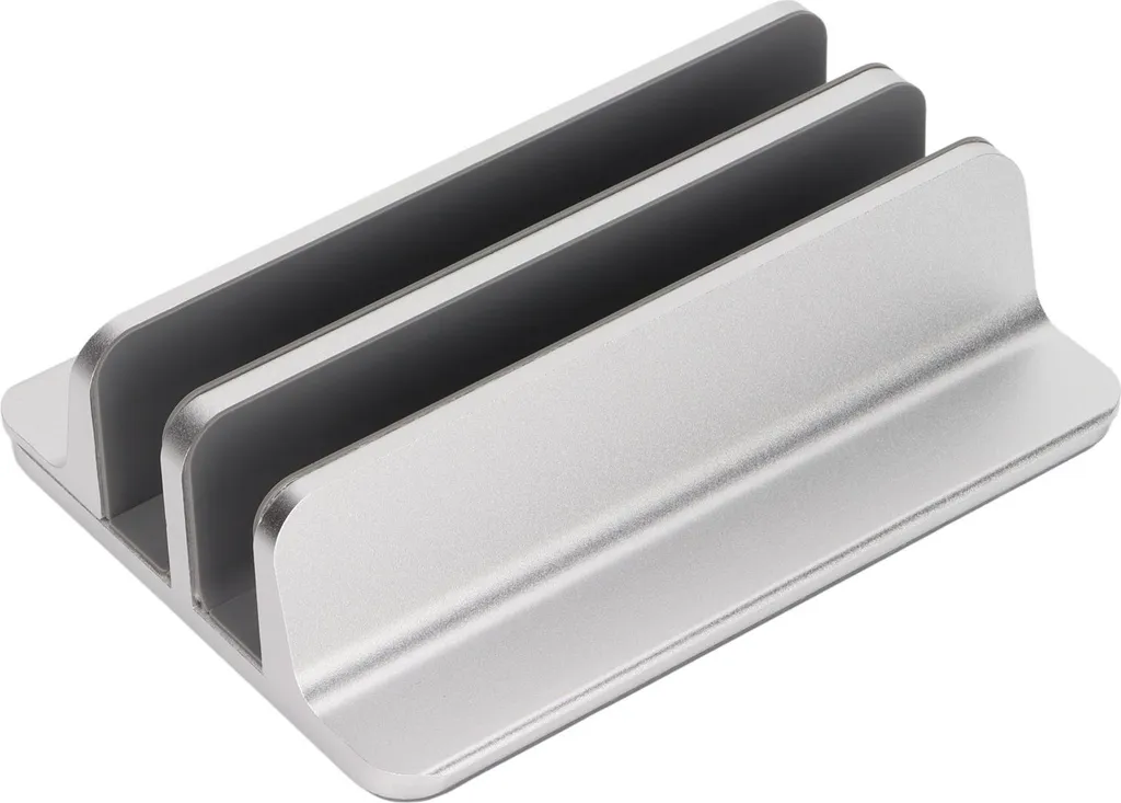 Support Vertical PC Portable 2 Slots en Alliage Aluminium Argent Réglable