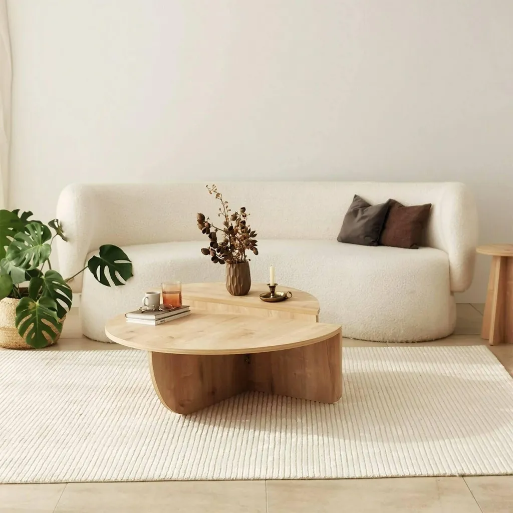 Table Basse Modulable Multifonction Chêne Brun 90x90cm Style Azim